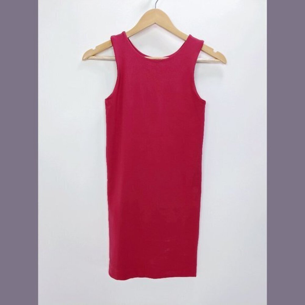 IMRIE Size XS Womens Round Neck Sleeve Less Muscle Tank Mini Dress in Red